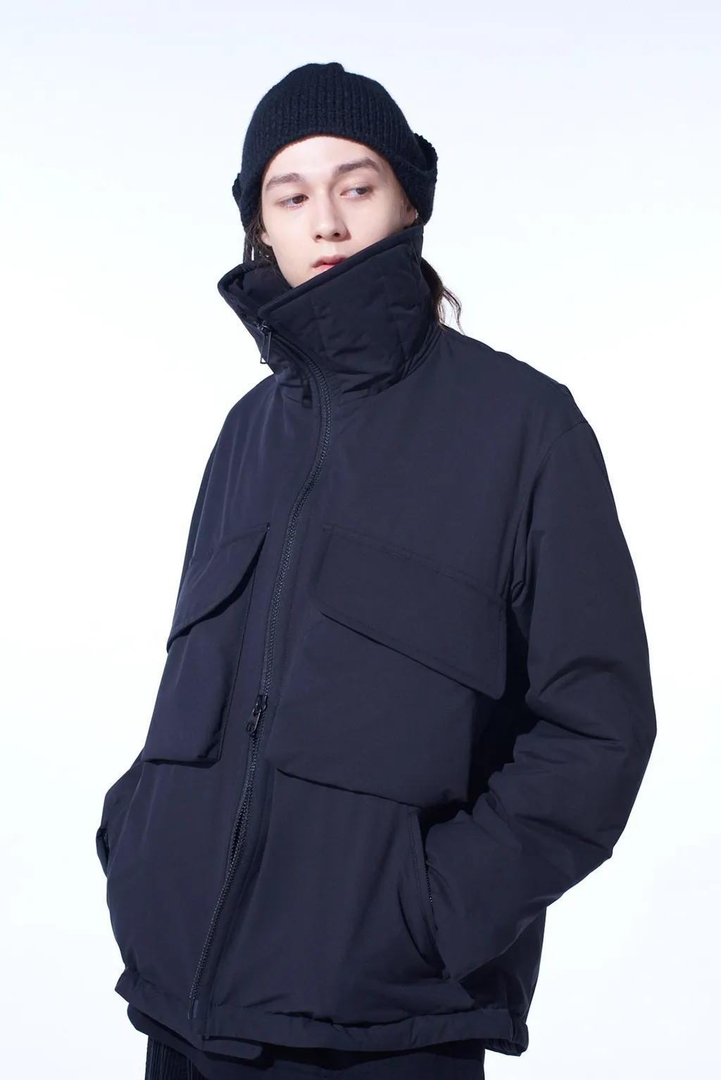 Water-Repellent Stretch Taffeta Oversized Puffer Blouson