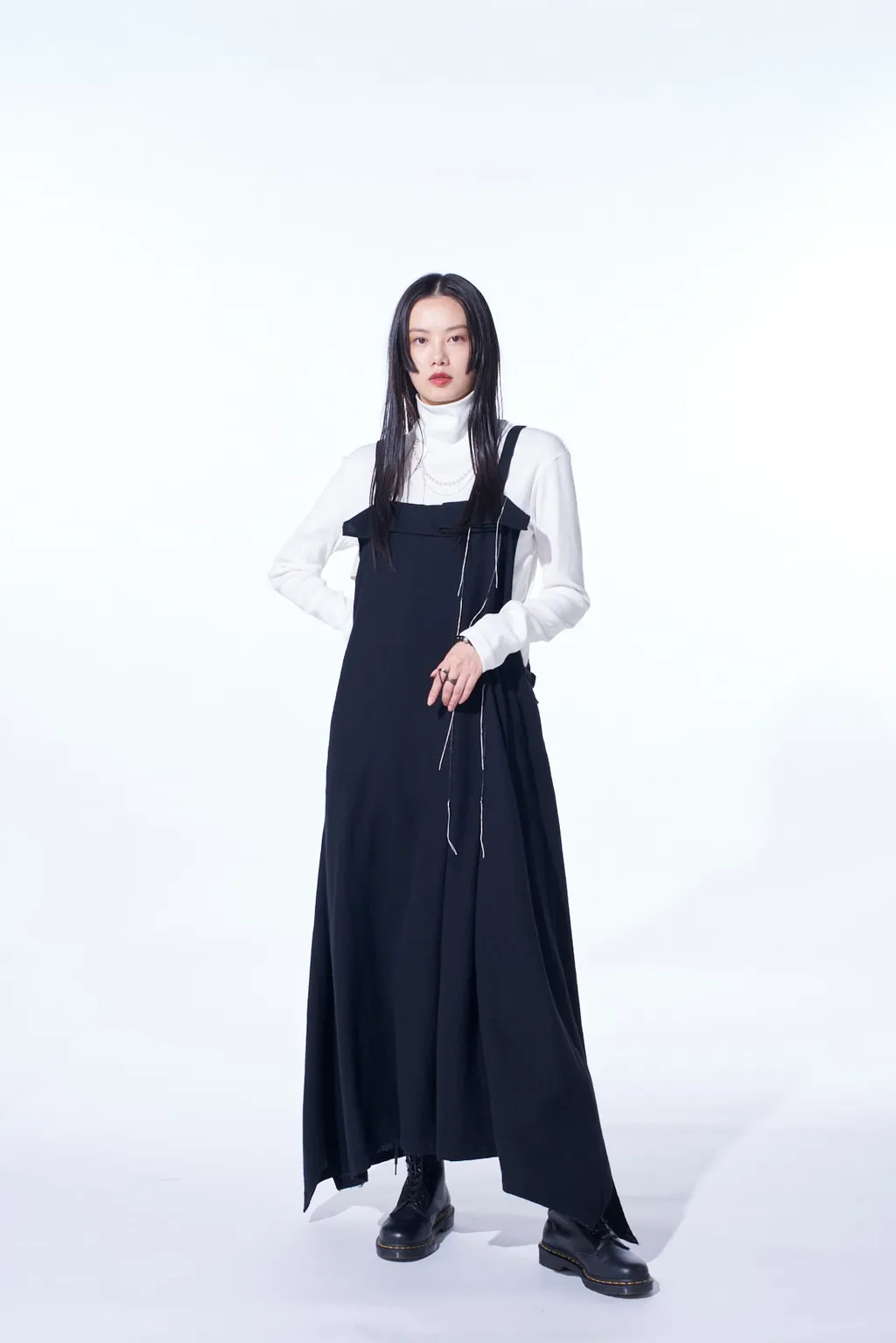 Wool Viyella Pleated Shoulder Strap Dress