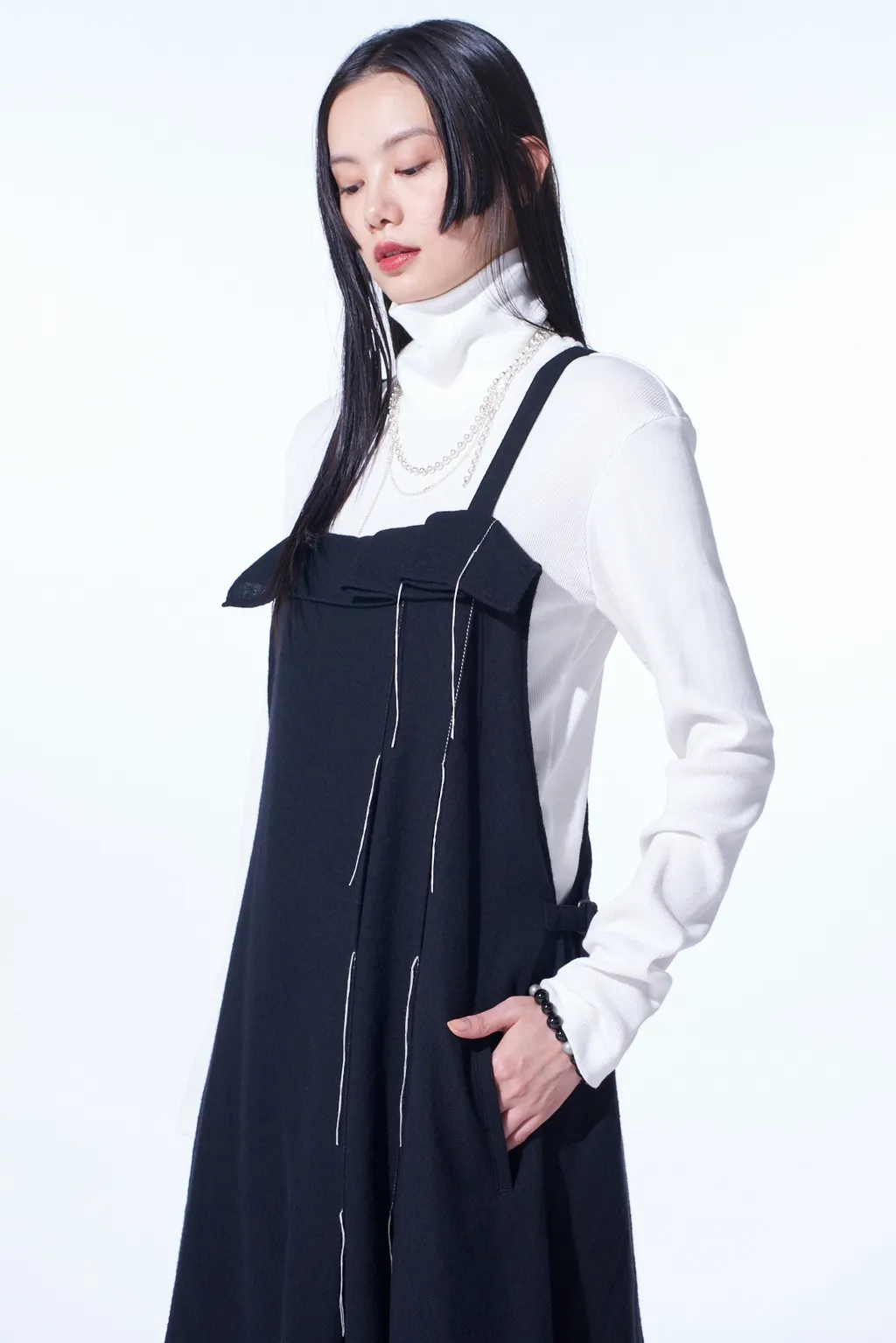 Wool Viyella Pleated Shoulder Strap Dress