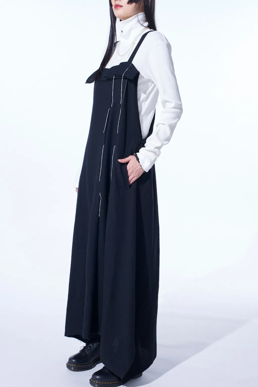 Wool Viyella Pleated Shoulder Strap Dress