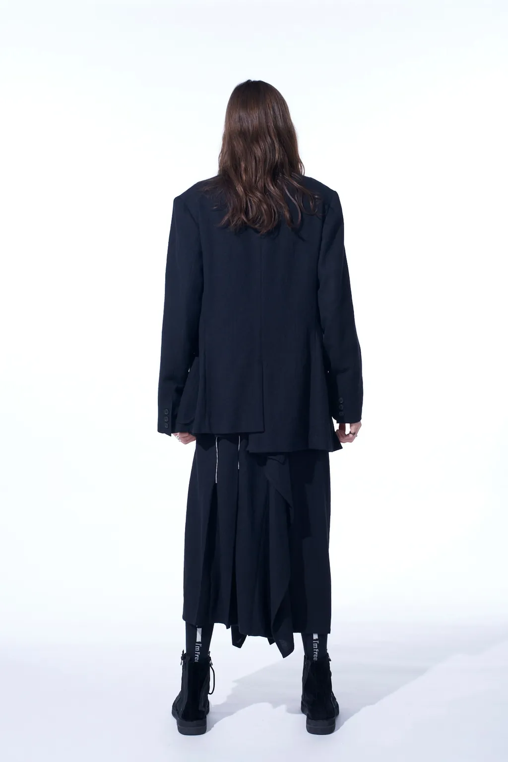 Wool Viyella Asymmetrical Pleated Jacket