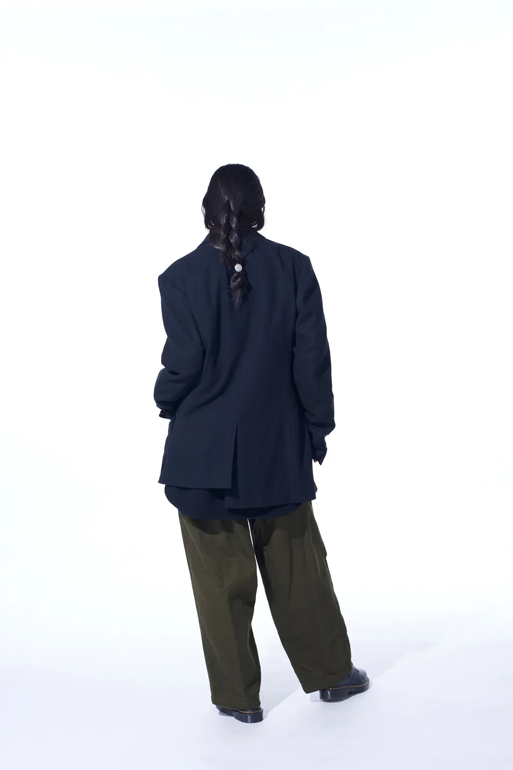 Wool Viyella Asymmetrical Pleated Jacket