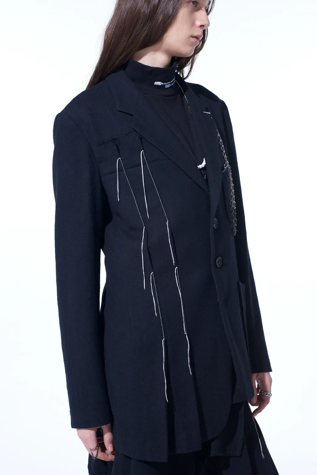Wool Viyella Asymmetrical Pleated Jacket