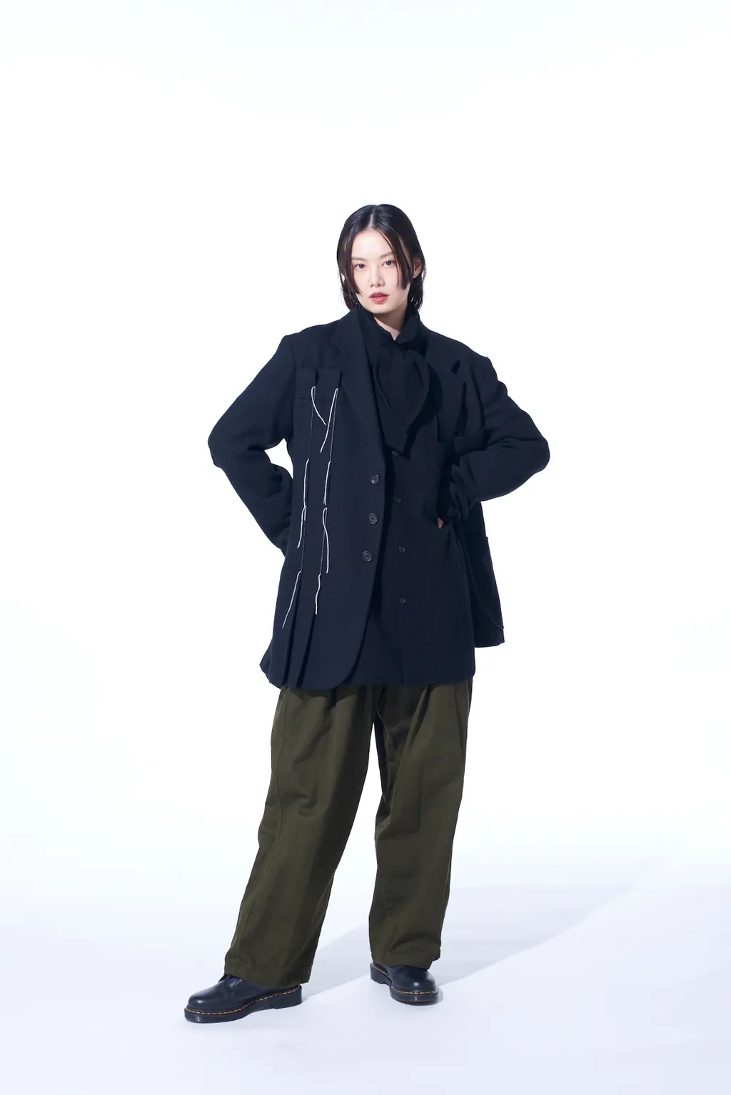 Wool Viyella Asymmetrical Pleated Jacket