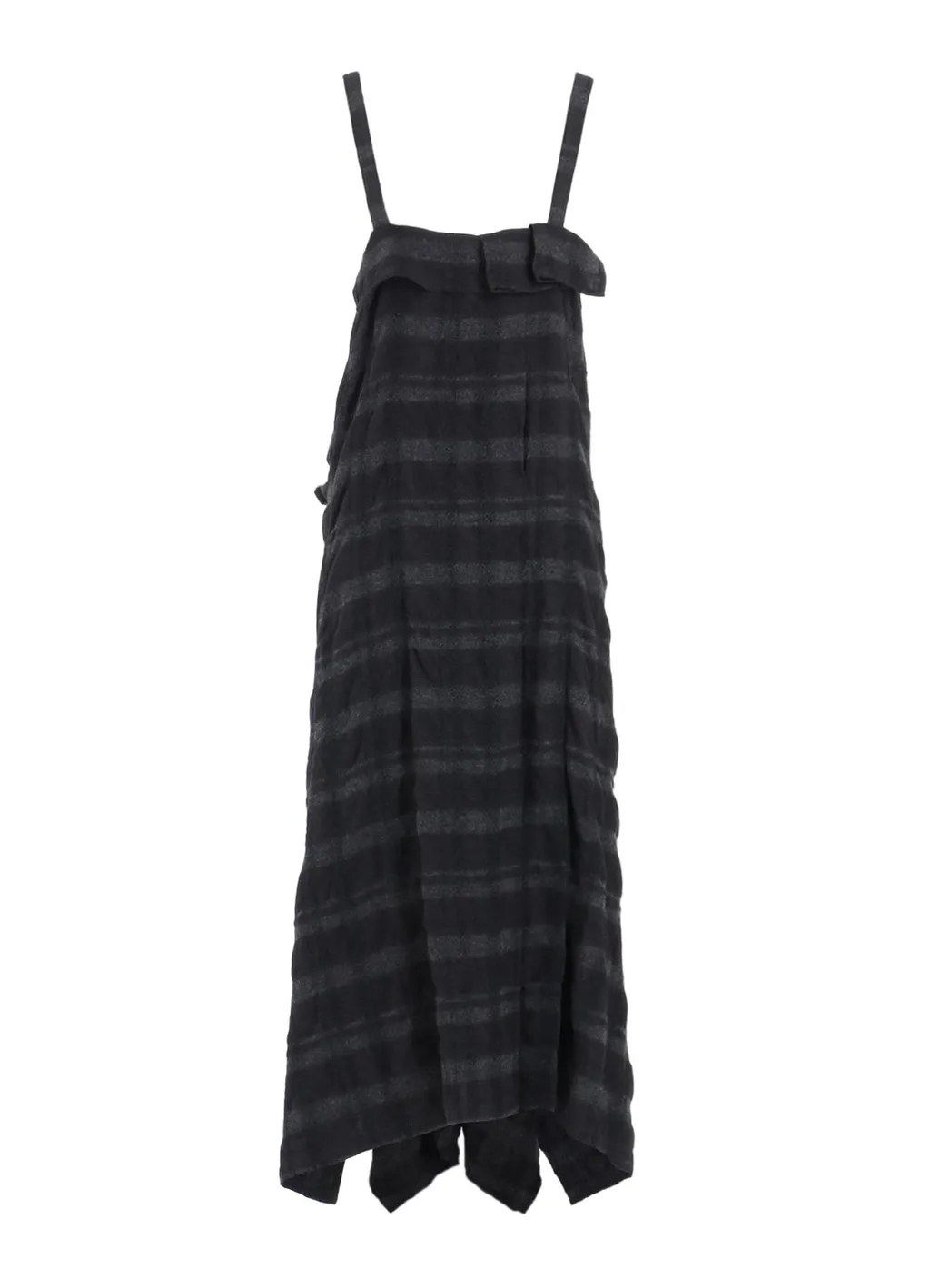 Fulling Finished Shadow Check Pleated Shoulder Strap Dress
