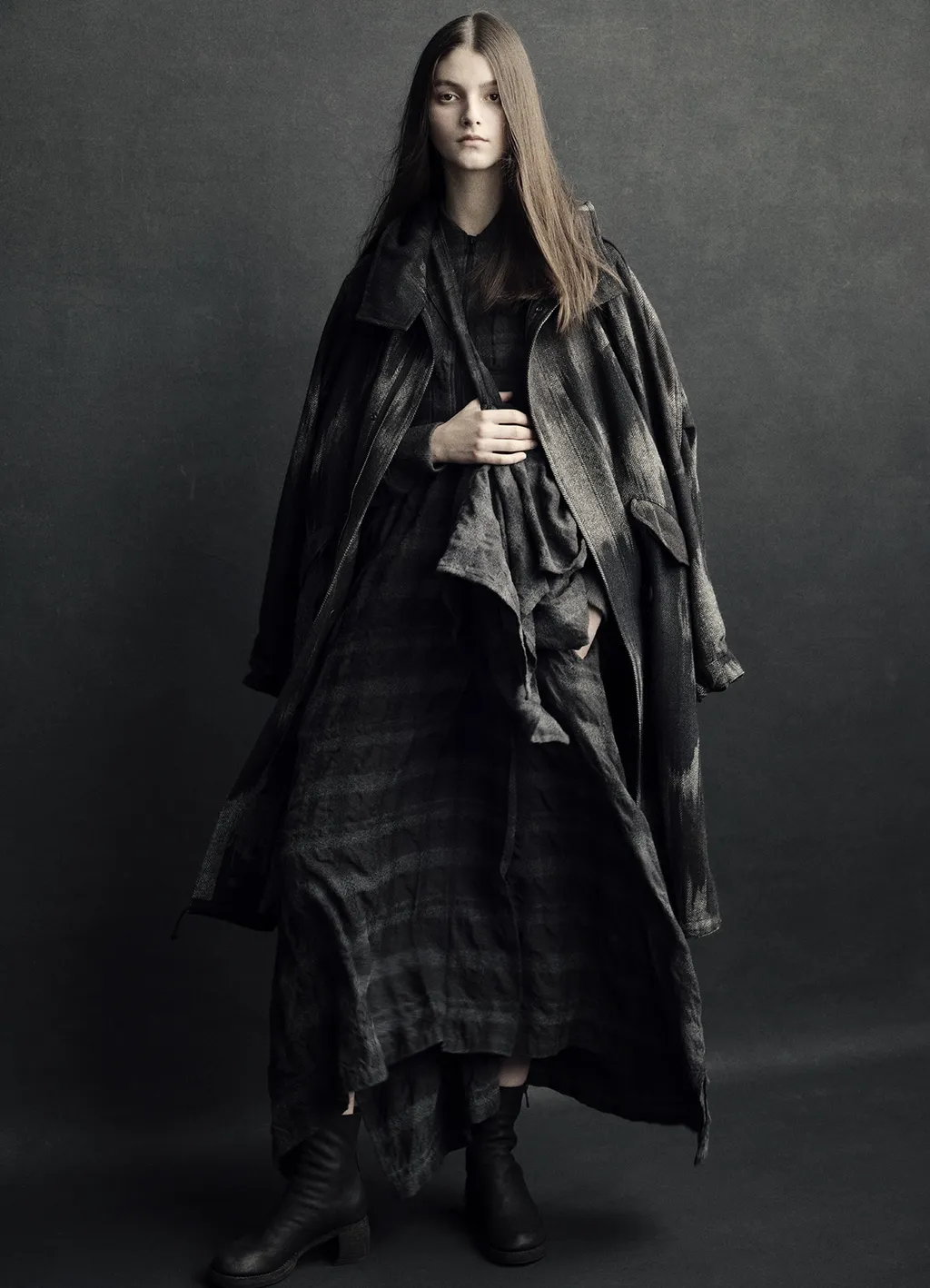 Fulling Finished Shadow Check Pleated Shoulder Strap Dress