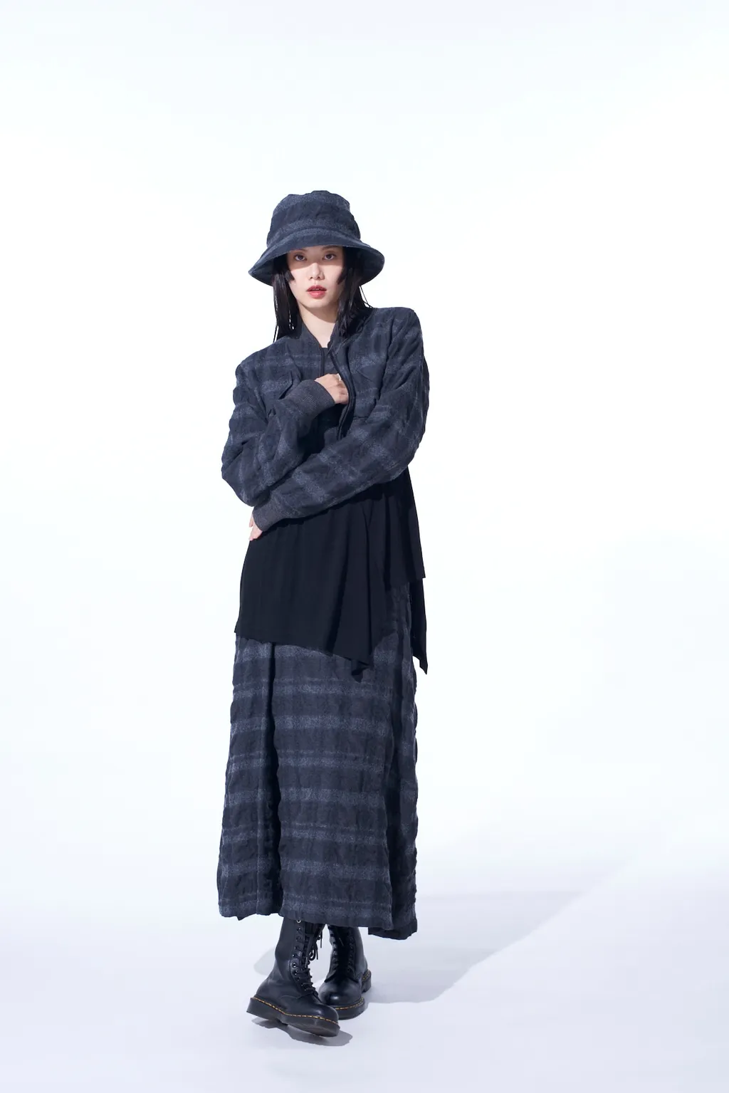 Fulling Finished Shadow Check Cropped Bomber Jacket