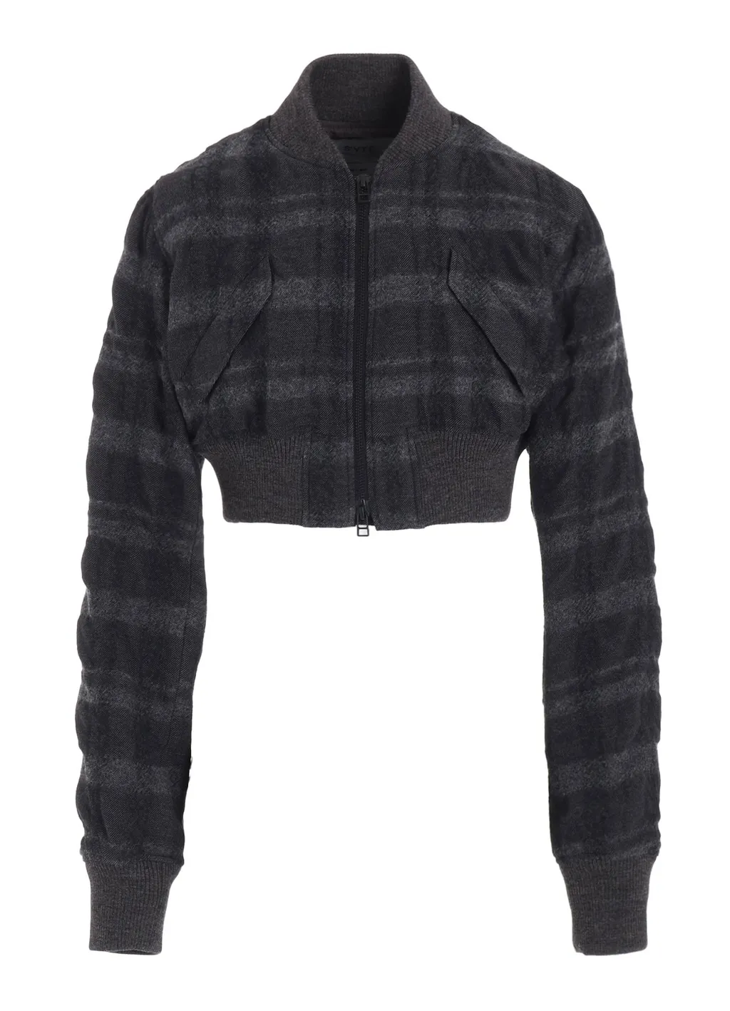 Fulling Finished Shadow Check Cropped Bomber Jacket