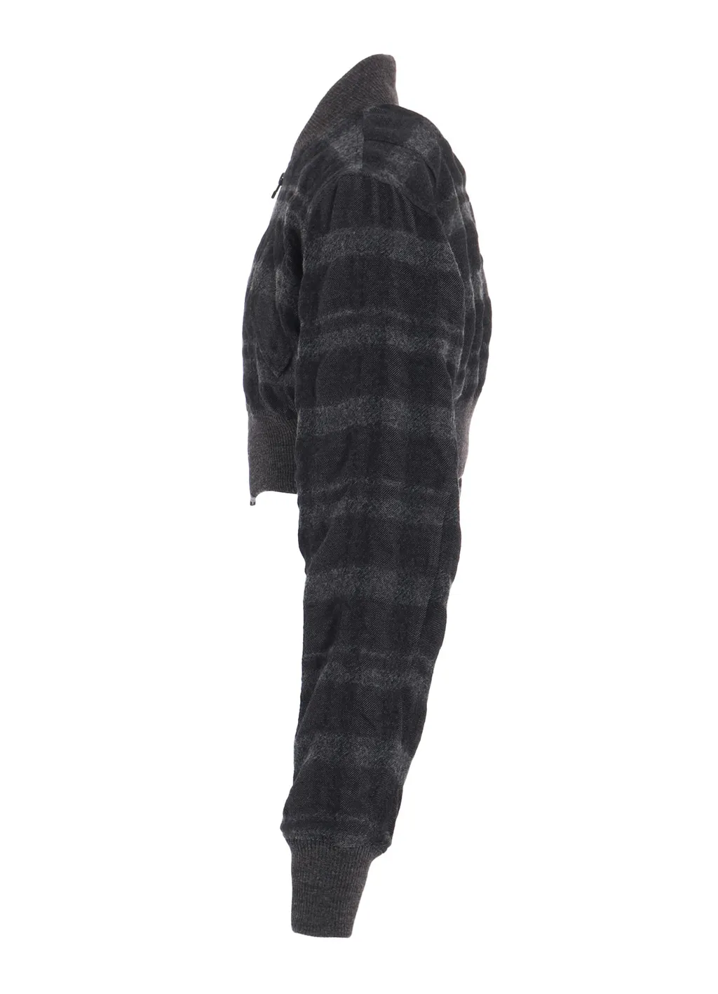 Fulling Finished Shadow Check Cropped Bomber Jacket