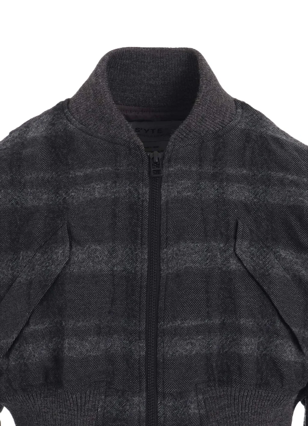 Fulling Finished Shadow Check Cropped Bomber Jacket