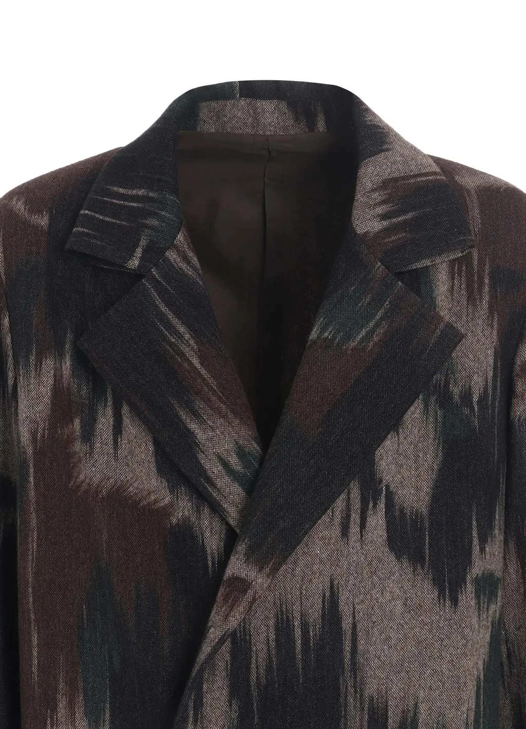 Camouflage Tweed Double-Breasted Snap Button Long Coat
