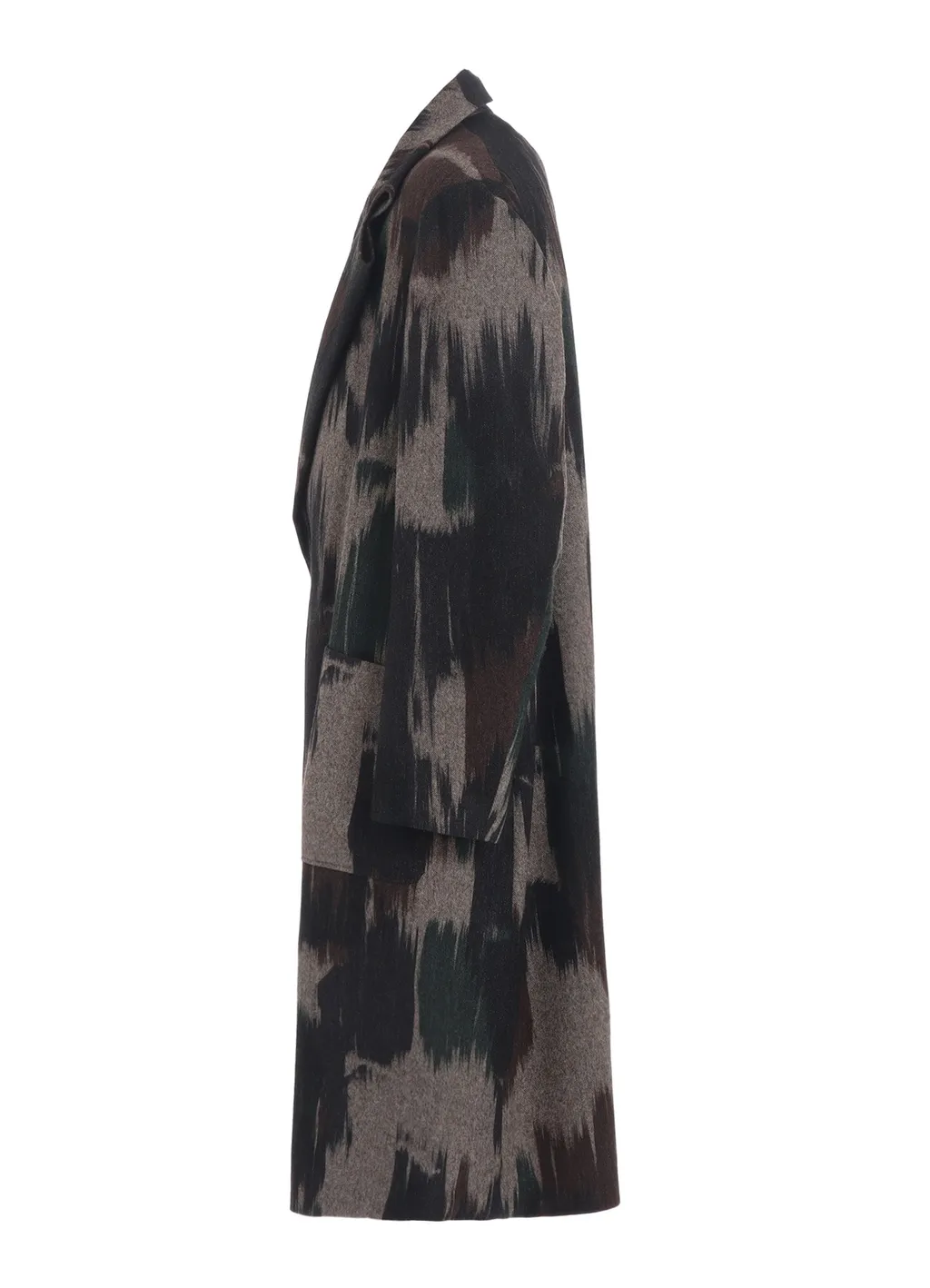 Camouflage Tweed Double-Breasted Snap Button Long Coat