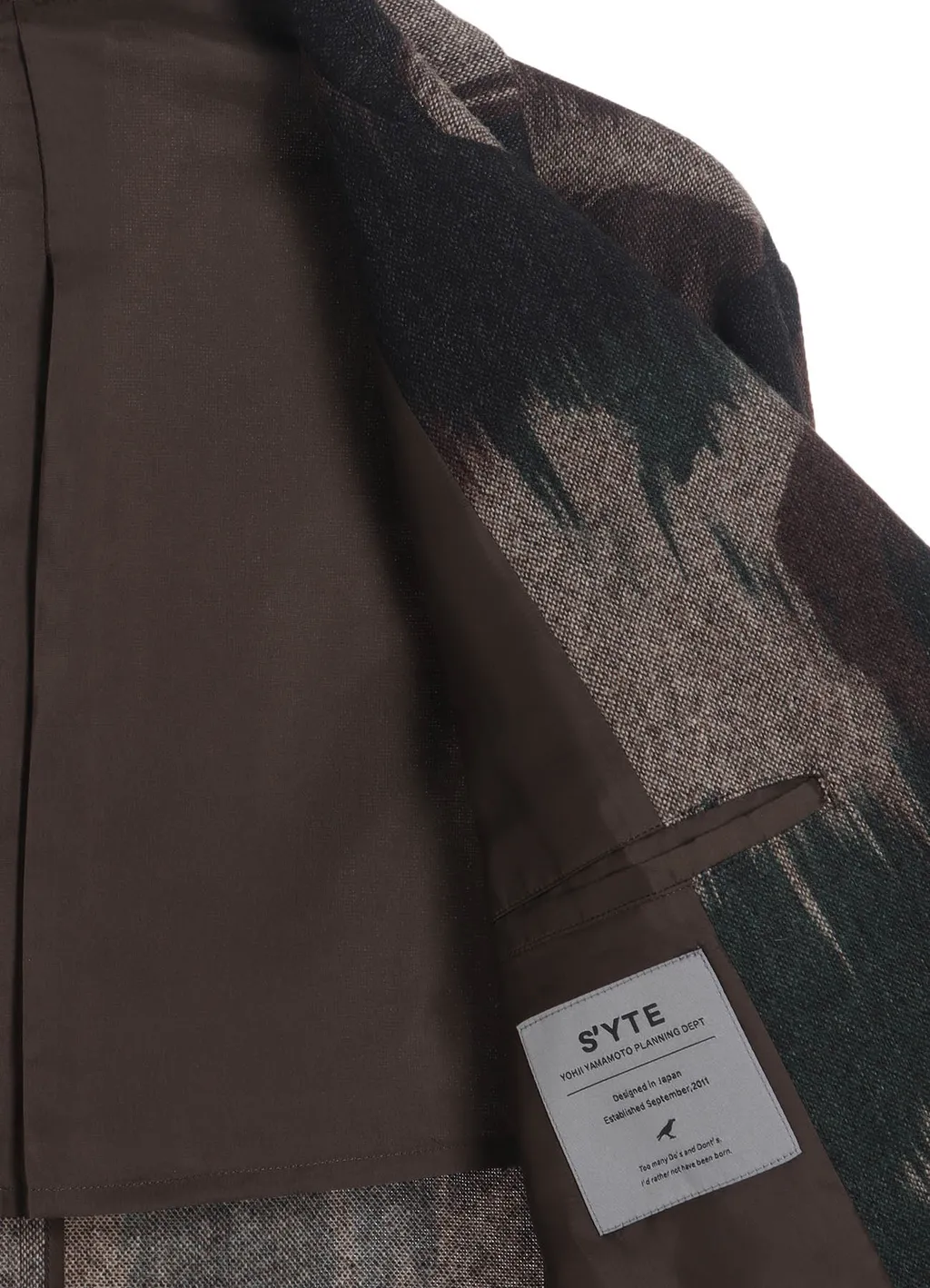 Camouflage Tweed Double-Breasted Snap Button Long Coat