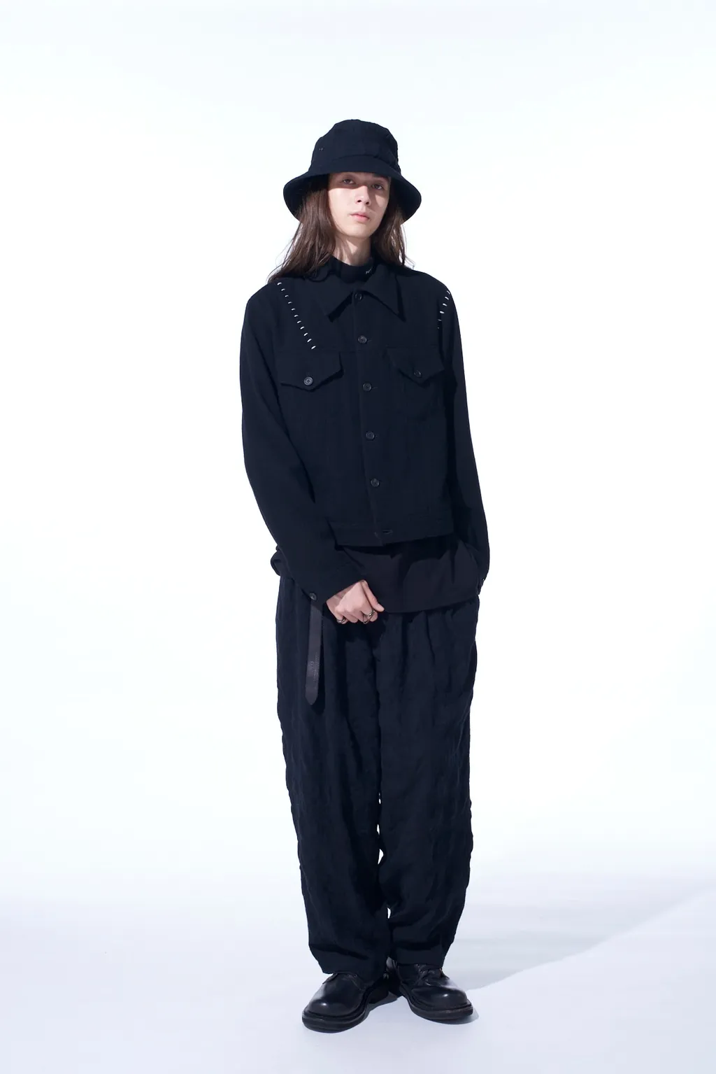Fulling Finished Shadow Check 3-Tuck Wide Trousers