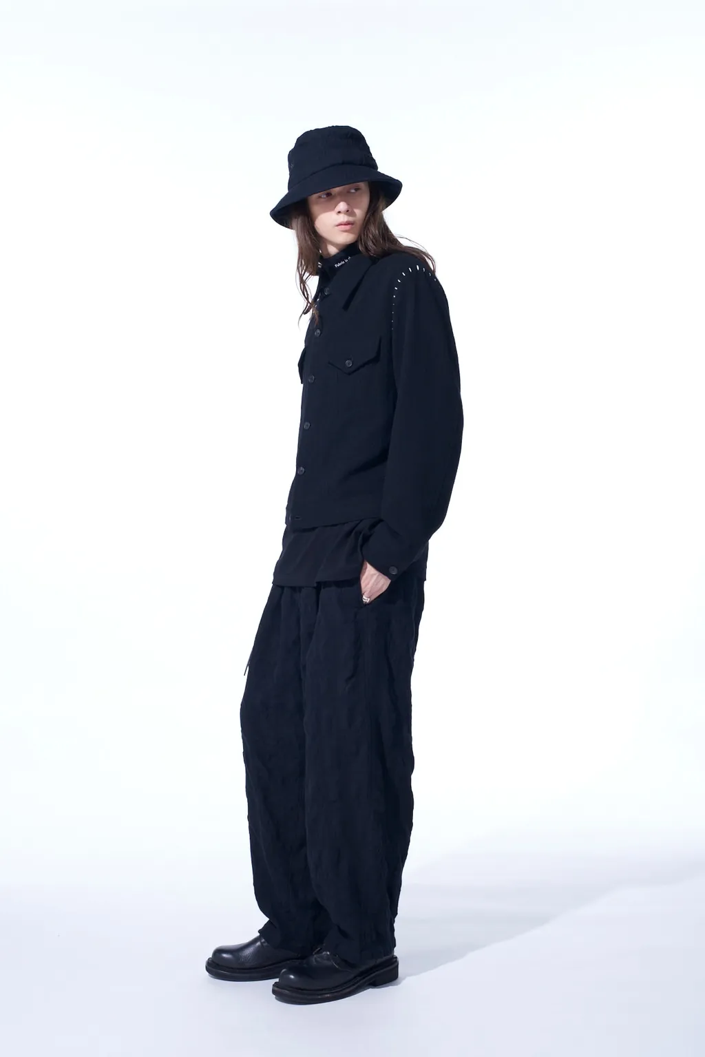 Fulling Finished Shadow Check 3-Tuck Wide Trousers