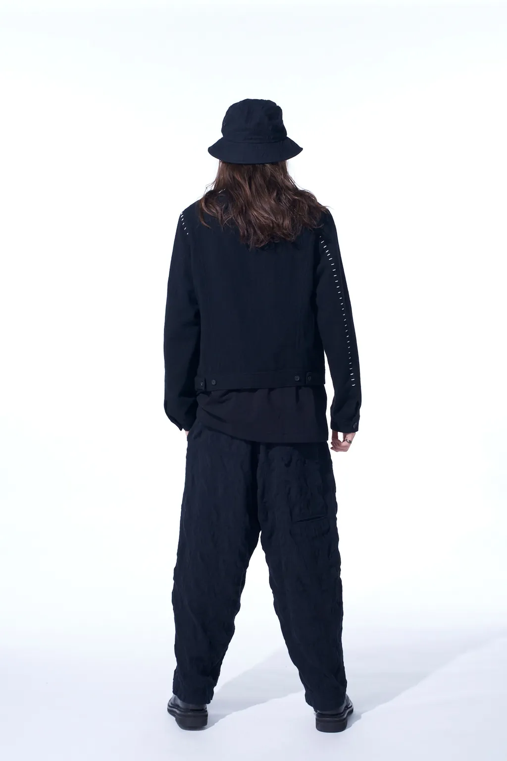 Fulling Finished Shadow Check 3-Tuck Wide Trousers