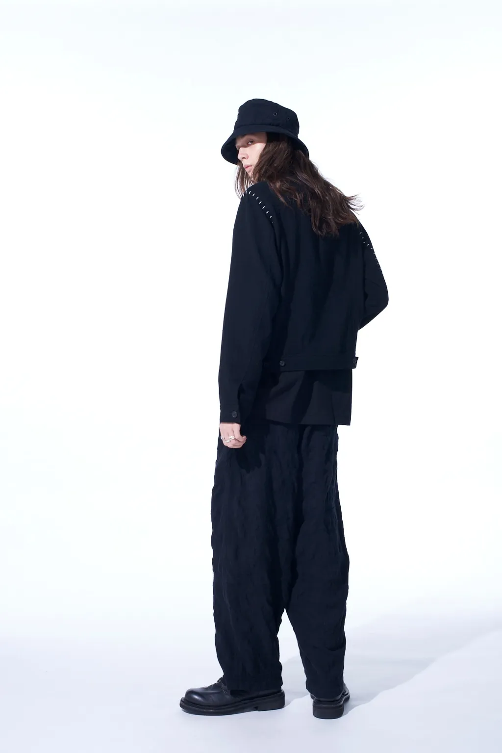 Fulling Finished Shadow Check 3-Tuck Wide Trousers