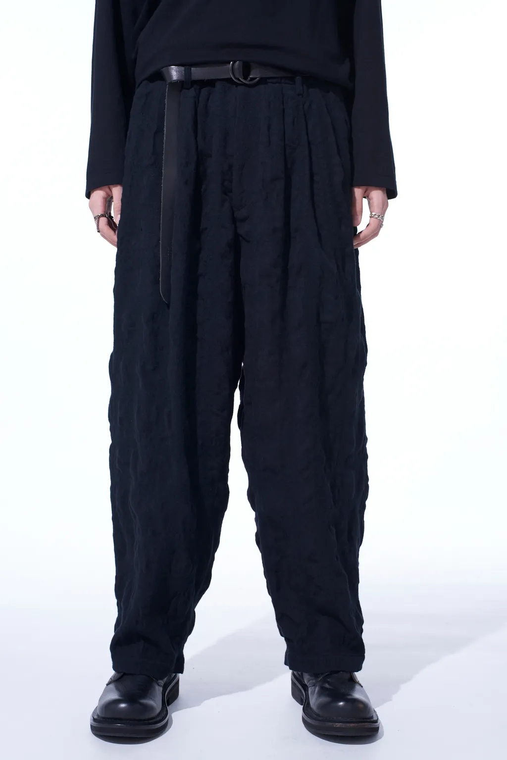 Fulling Finished Shadow Check 3-Tuck Wide Trousers