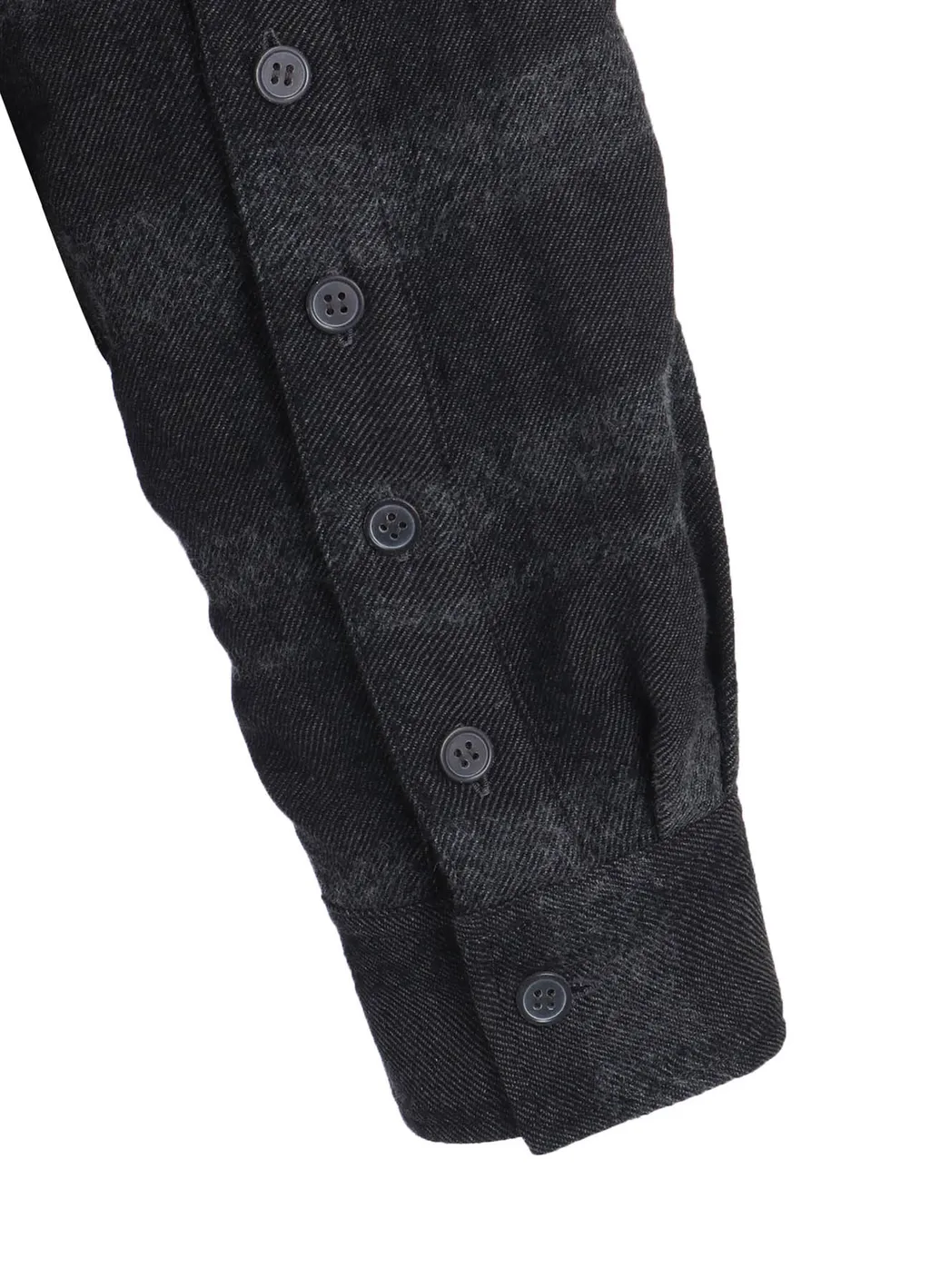Fulling Finished Shadow Check Multi-Buttoned Sleeves Stand Collar Shirt
