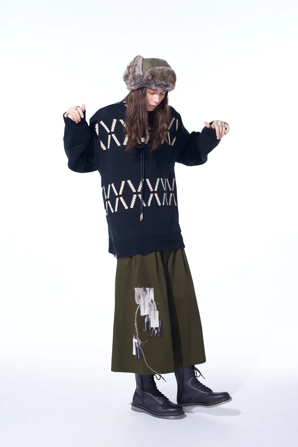 Bulky Wool Birds Eye Reversible Pullover