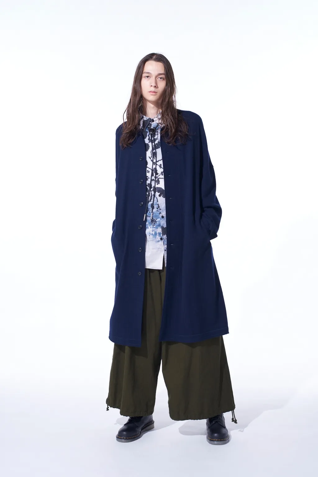 Airy Jersey Collarless Long Cardigan