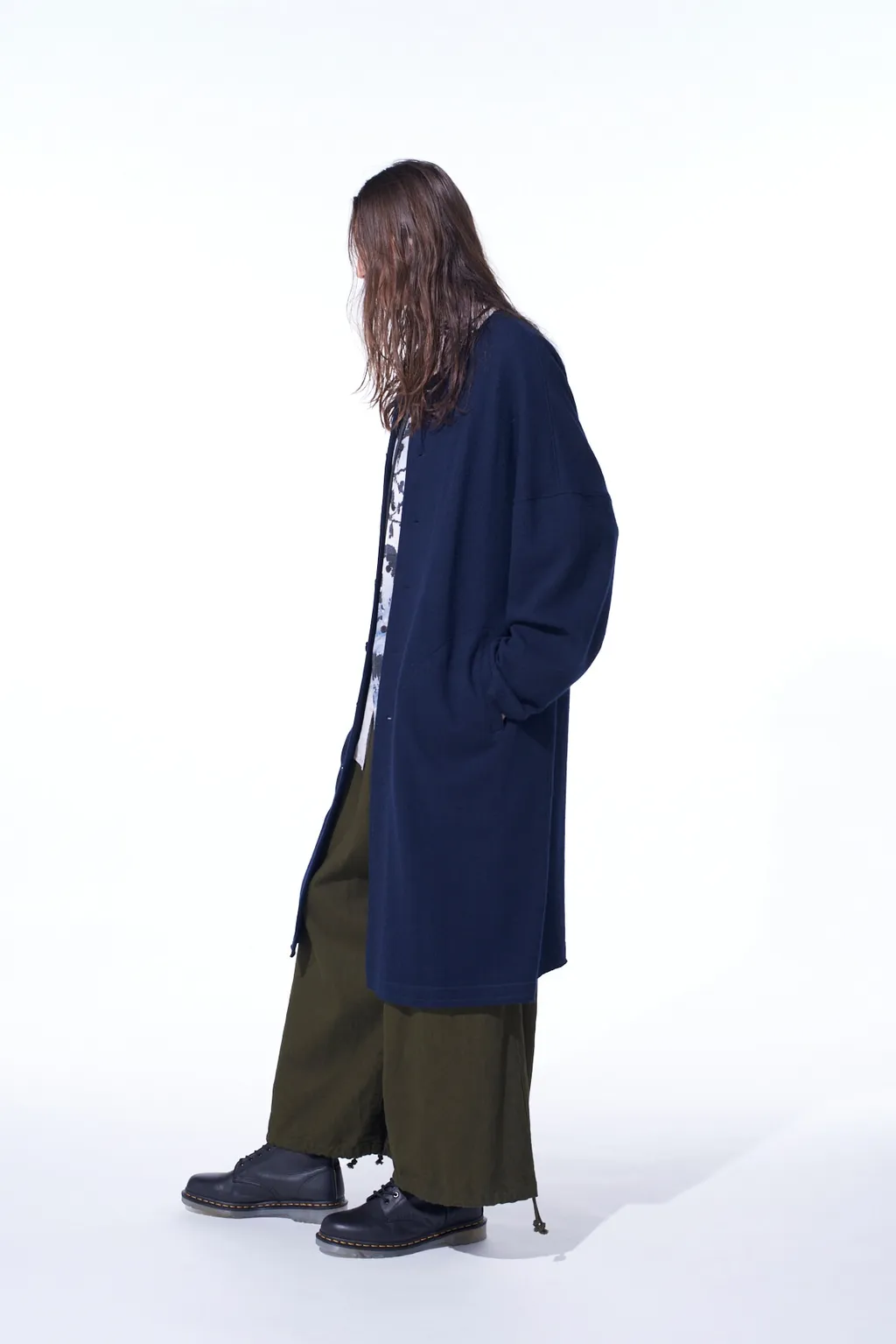 Airy Jersey Collarless Long Cardigan