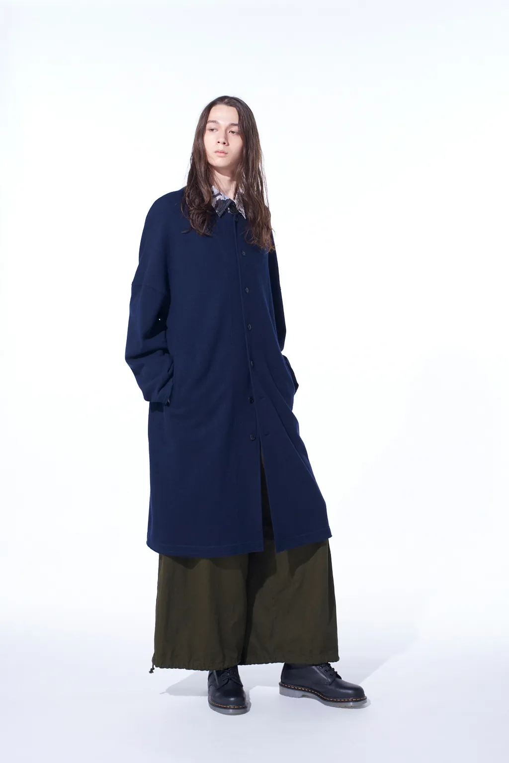 Airy Jersey Collarless Long Cardigan