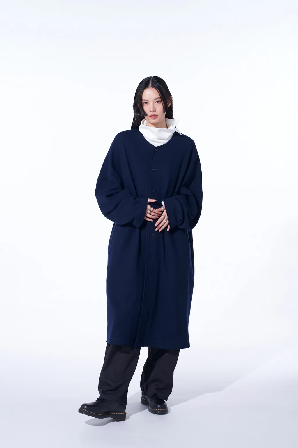 Airy Jersey Collarless Long Cardigan