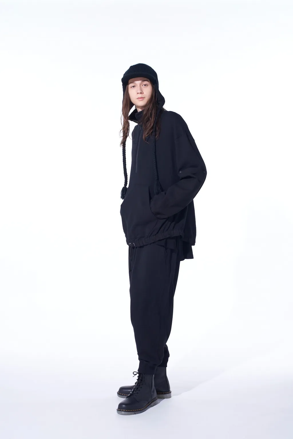 French Terry Patch Design High Neck Pullover