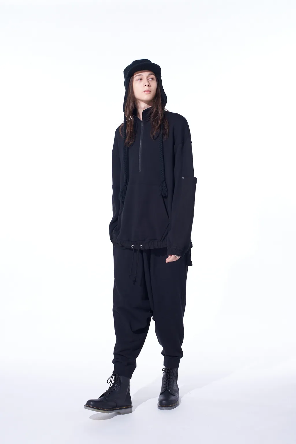 French Terry Patch Design High Neck Pullover