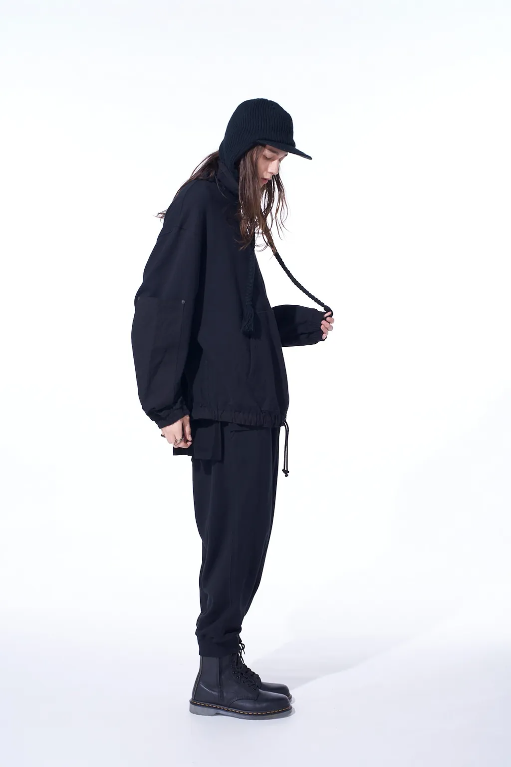 French Terry Patch Design High Neck Pullover