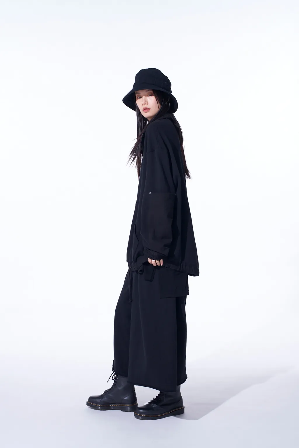 French Terry Patch Design High Neck Pullover