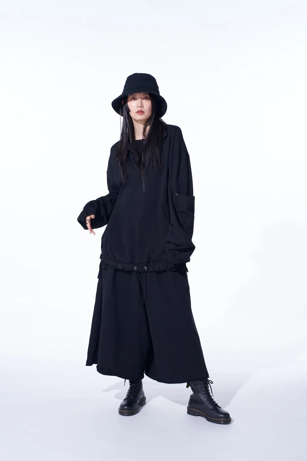French Terry Patch Design High Neck Pullover