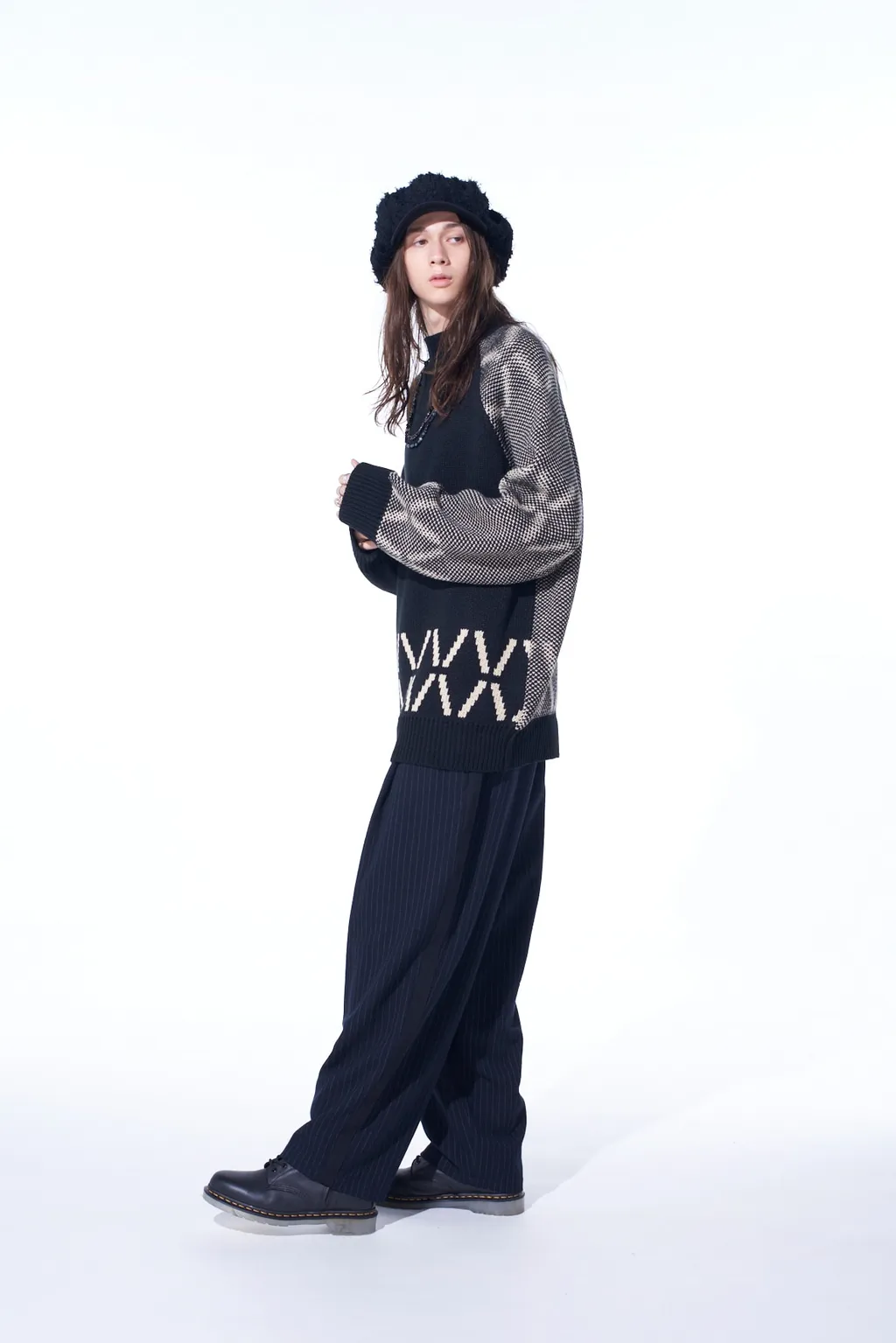 Bulky Wool Birds Eye Reversible High Neck Knit