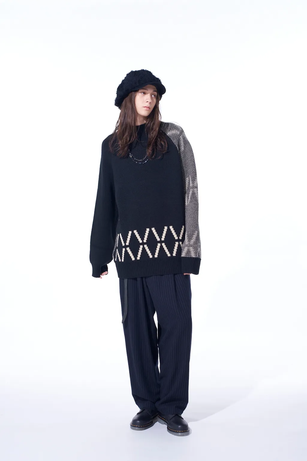 Bulky Wool Birds Eye Reversible High Neck Knit