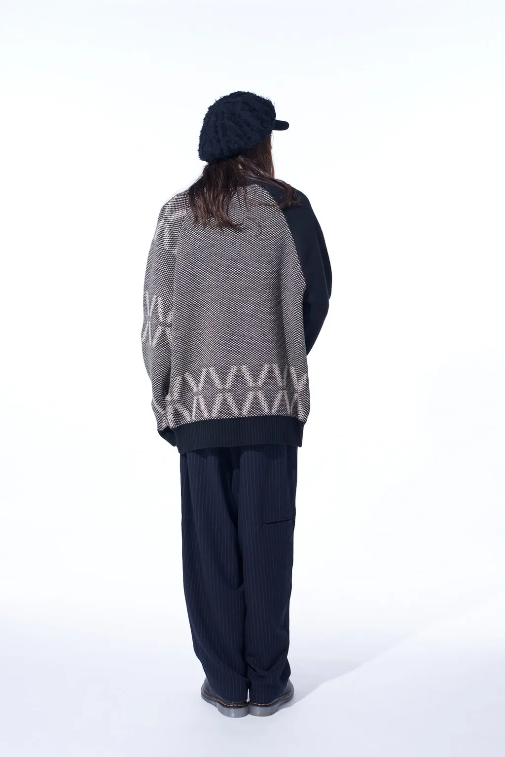 Bulky Wool Birds Eye Reversible High Neck Knit