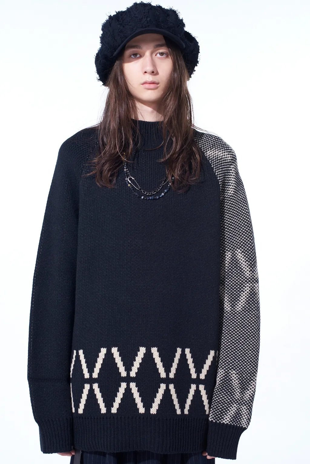 Bulky Wool Birds Eye Reversible High Neck Knit