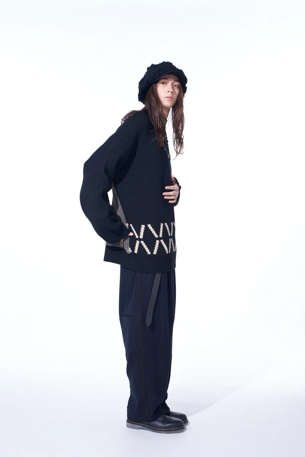 Bulky Wool Birds Eye Reversible High Neck Knit