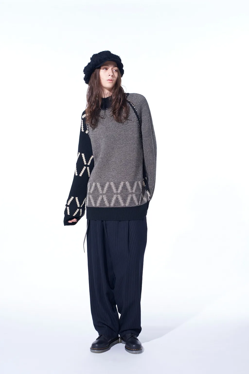 Bulky Wool Birds Eye Reversible High Neck Knit