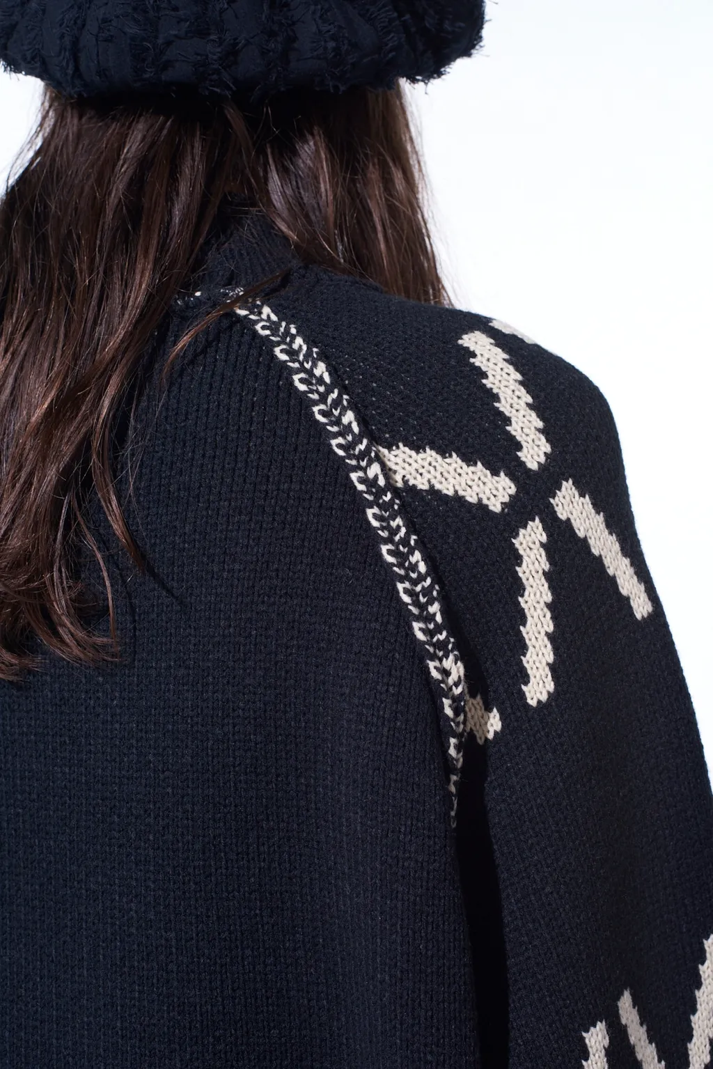 Bulky Wool Birds Eye Reversible High Neck Knit