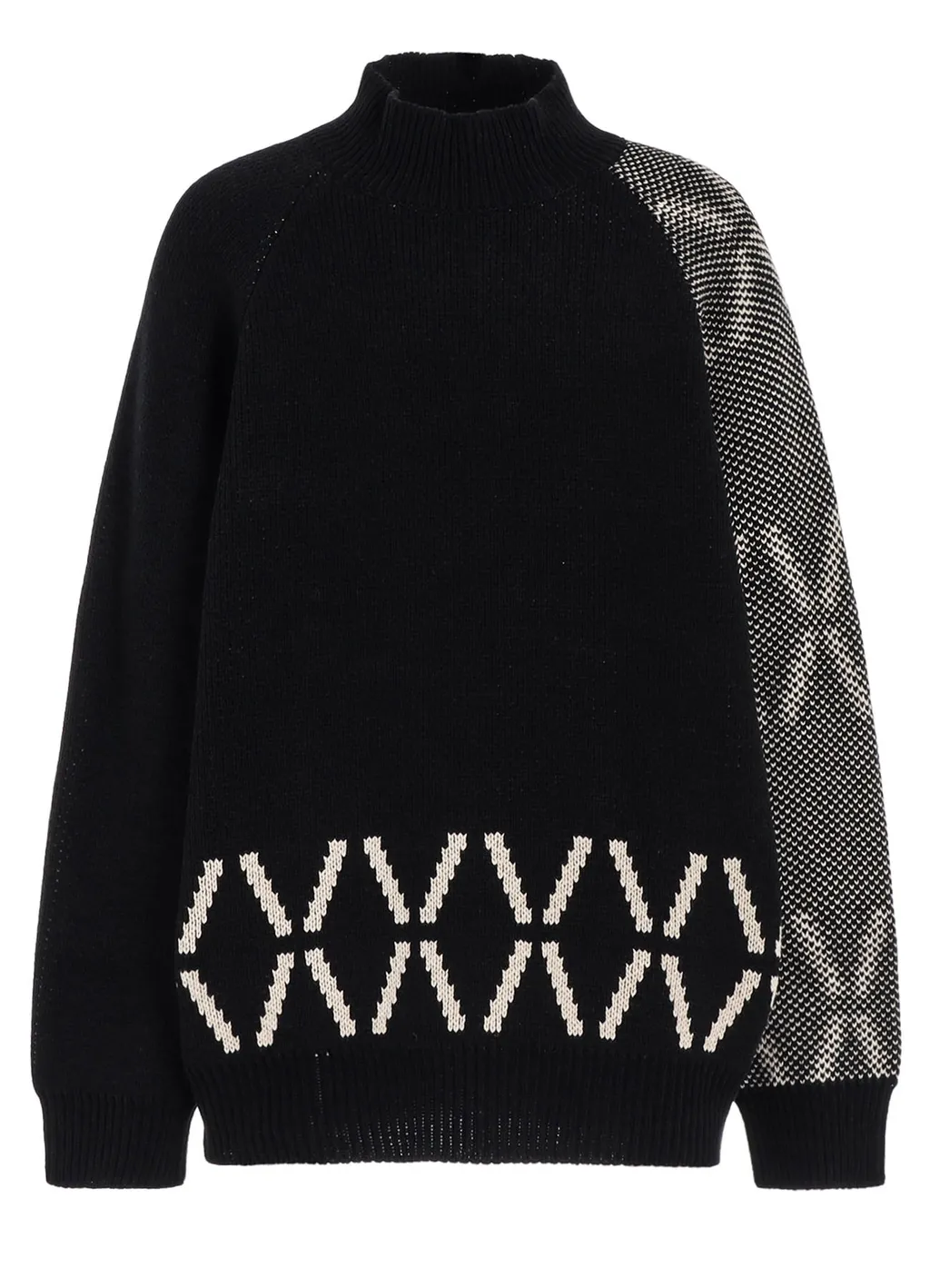 Bulky Wool Birds Eye Reversible High Neck Knit