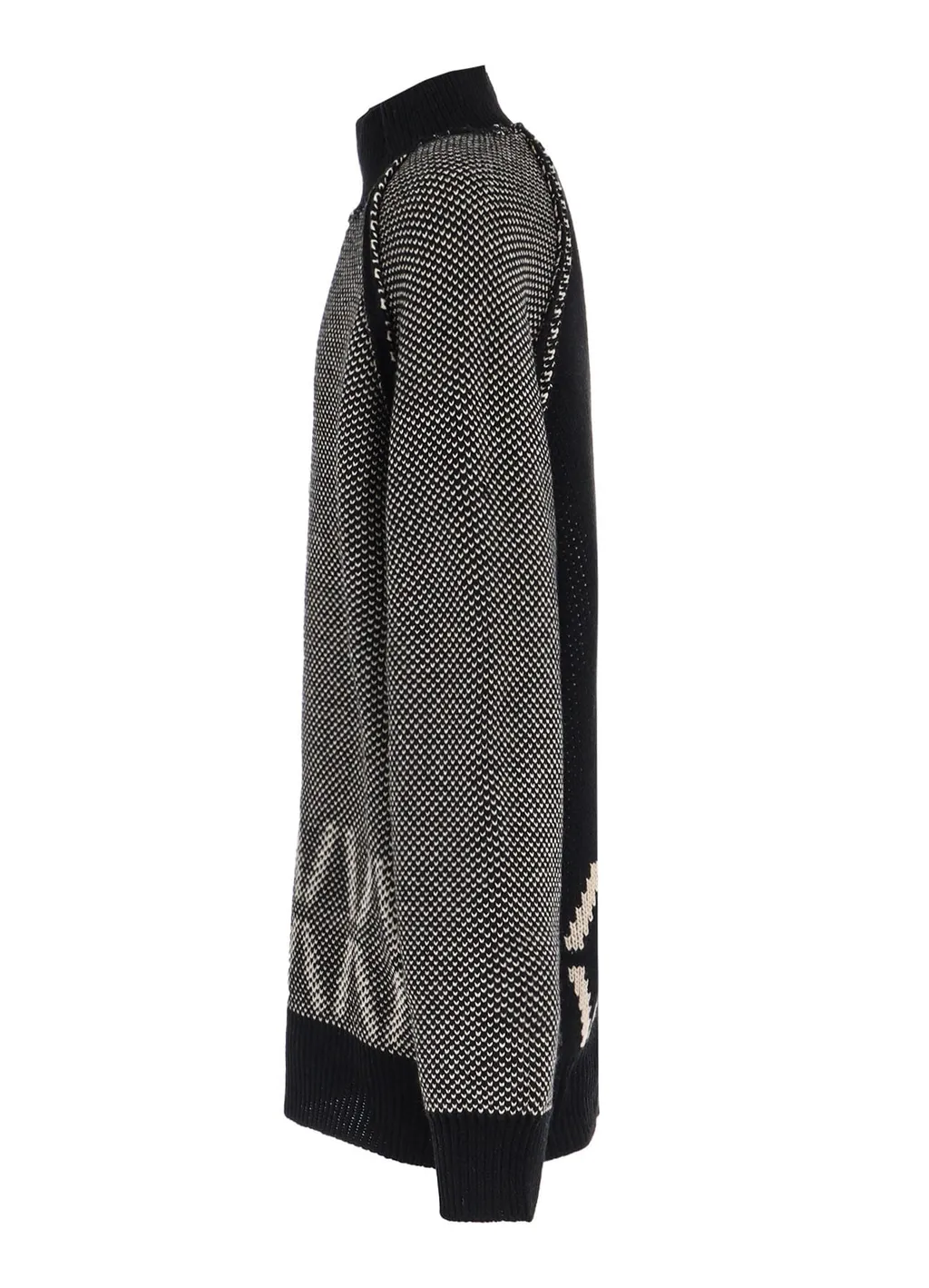 Bulky Wool Birds Eye Reversible High Neck Knit