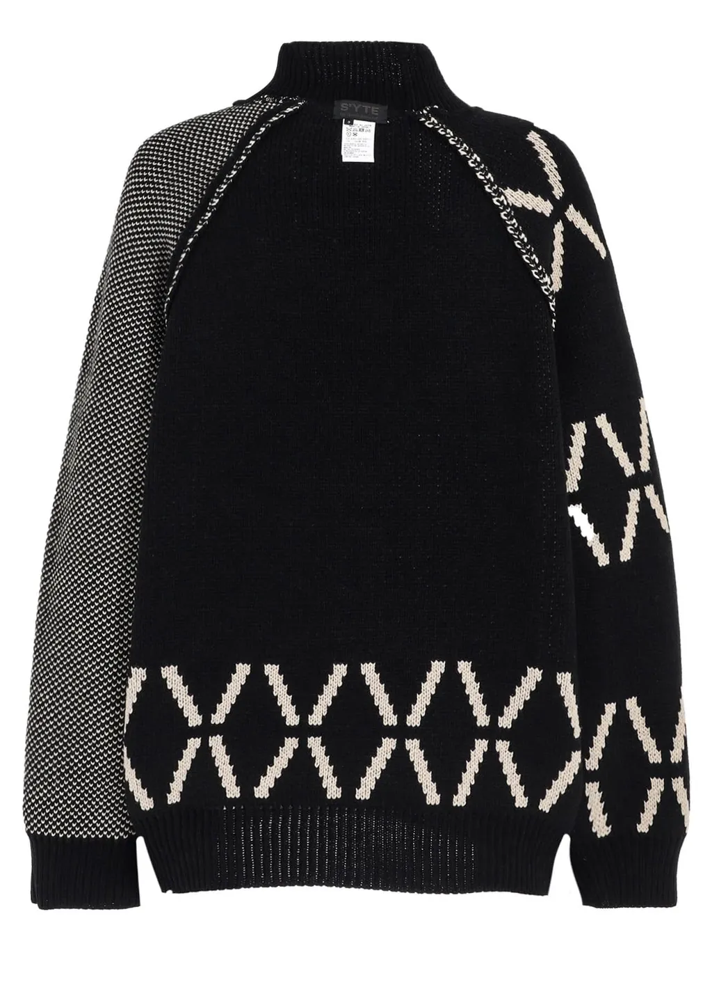 Bulky Wool Birds Eye Reversible High Neck Knit