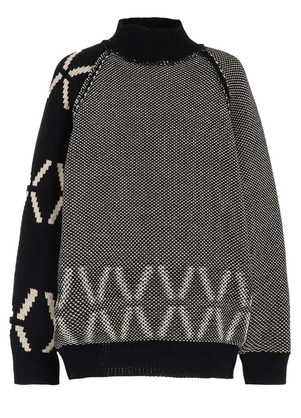 Bulky Wool Birds Eye Reversible High Neck Knit