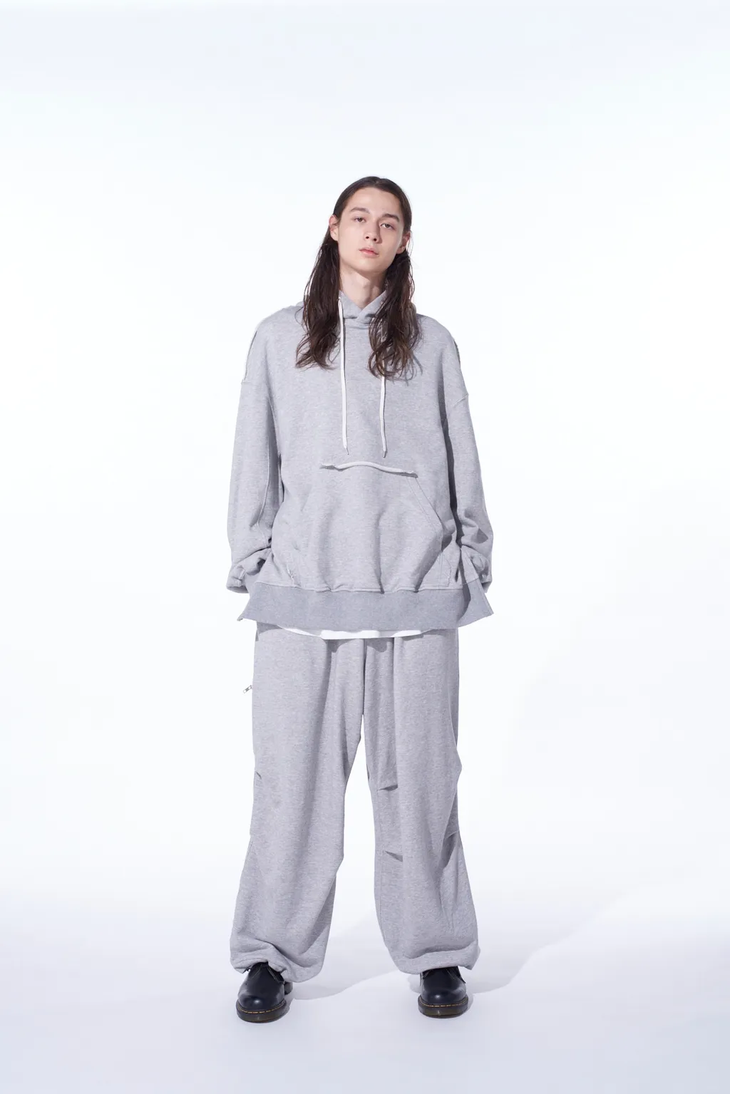 French Terry Knee Tuck Wide Pants