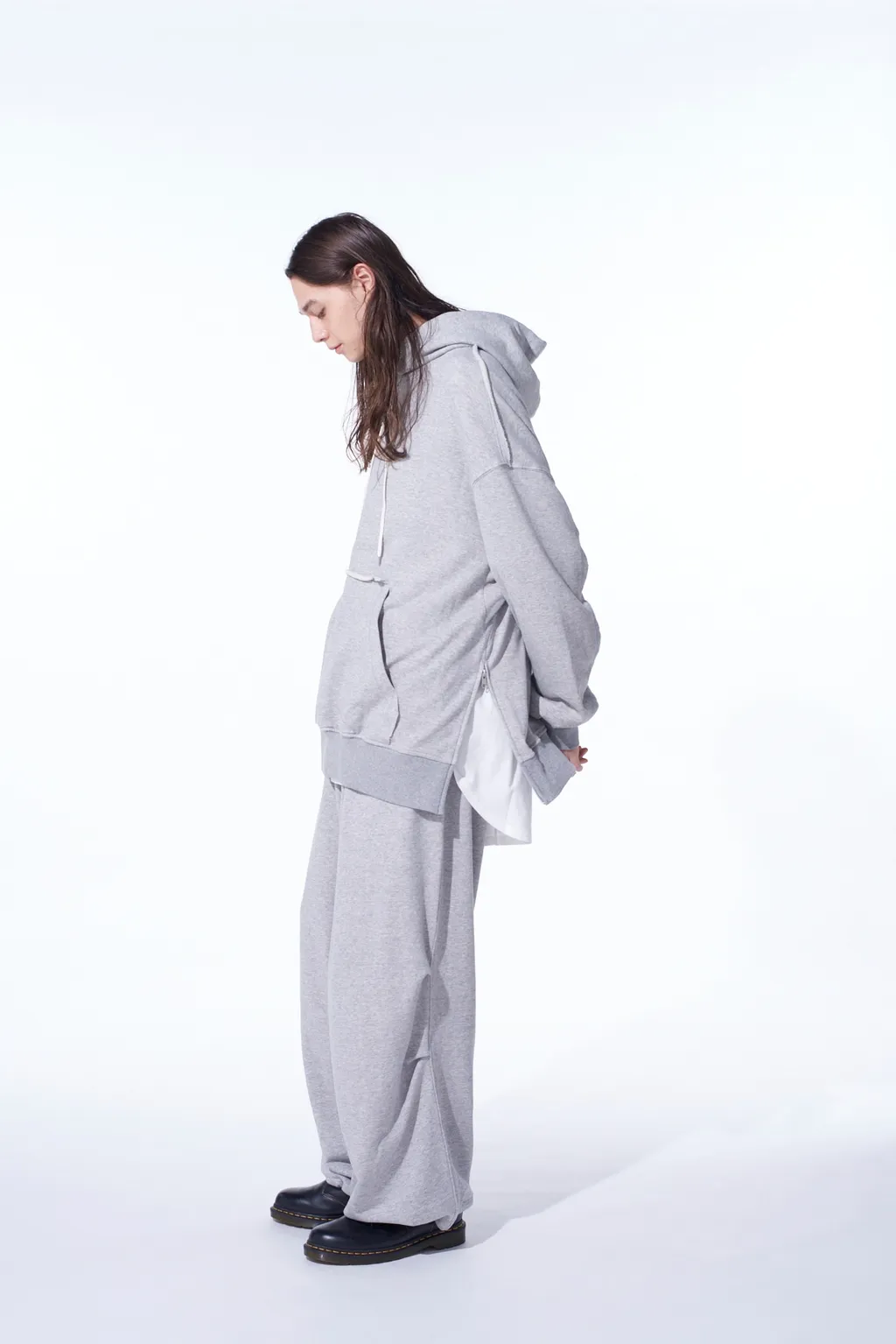 French Terry Knee Tuck Wide Pants
