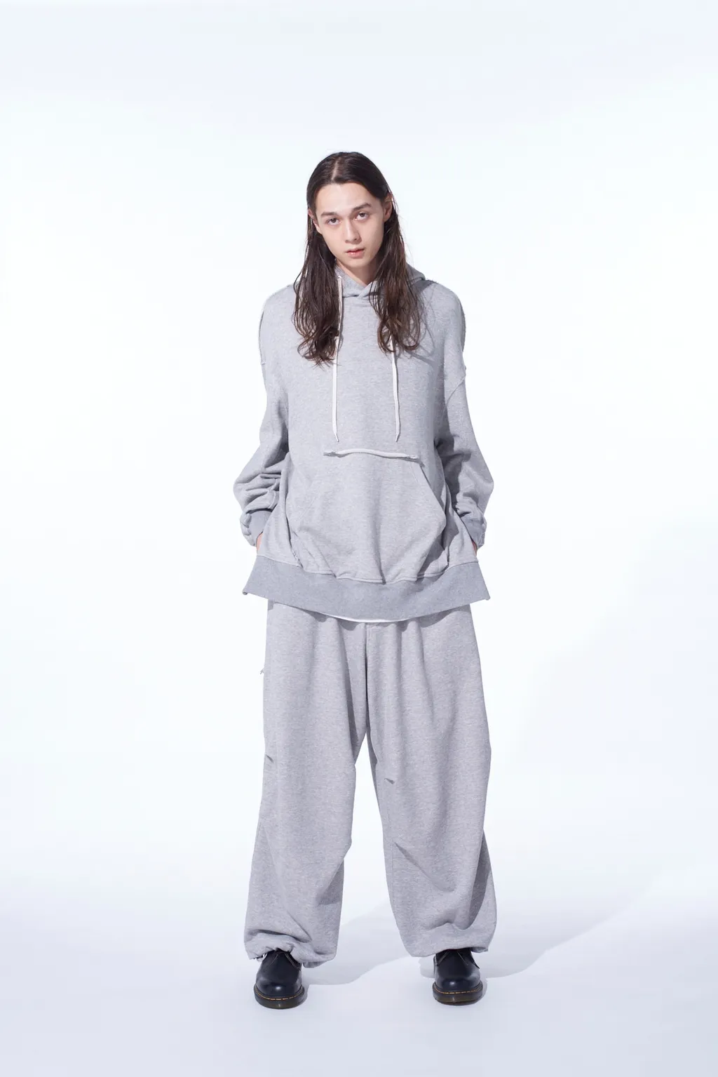 French Terry Knee Tuck Wide Pants