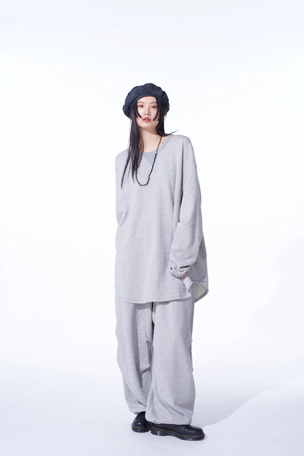 French Terry Knee Tuck Wide Pants