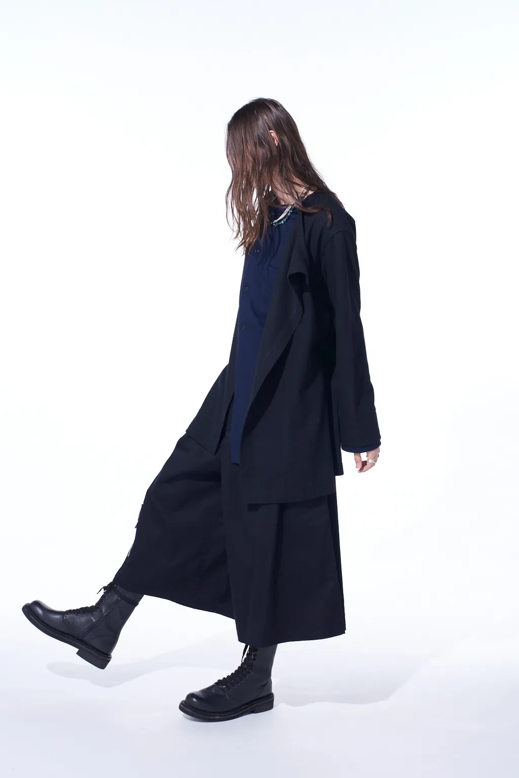 Airy Jersey Front Layer Band Collar Shirt