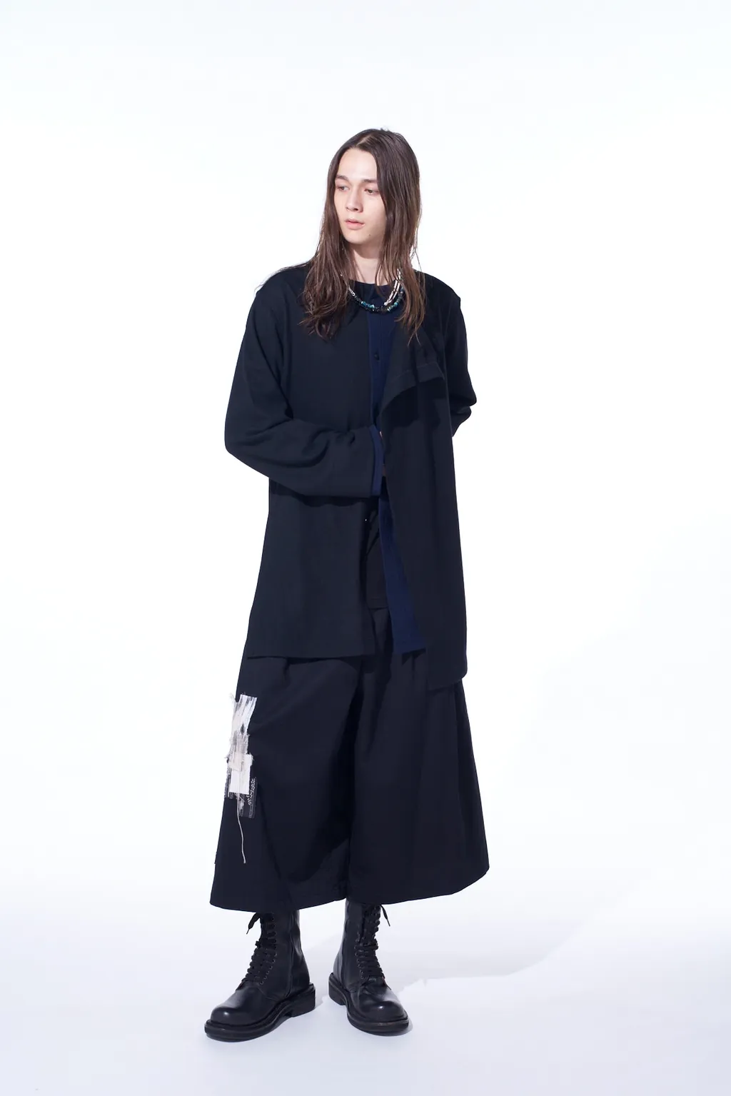 Airy Jersey Front Layer Band Collar Shirt